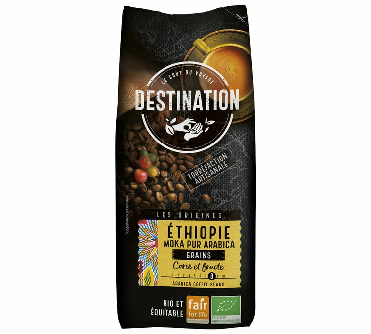 1kg Café En Grain 100% Arabica Moka Bio Ethiopie - DESTINATION 1 1kg Café En Grain 100% Arabica Moka Bio Ethiopie - DESTINATION