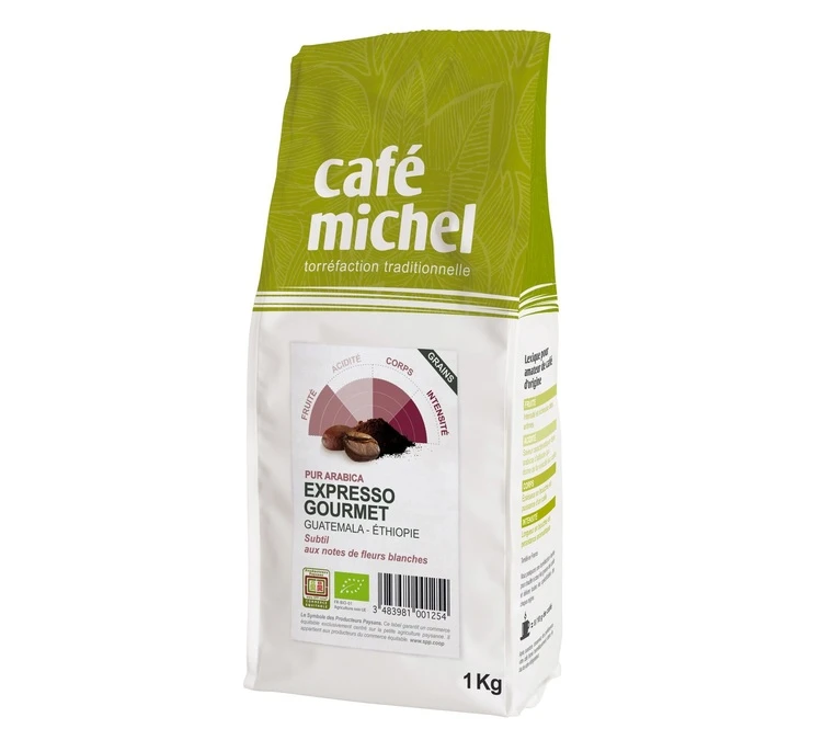 Café En Grains Bio Expresso Gourmet - 1 Kg - Café Michel 1 Café En Grains Bio Expresso Gourmet - 1 Kg - Café Michel
