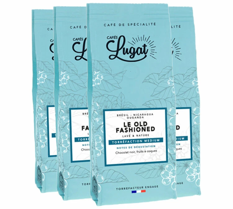4x250g Café En Grain Le Old Fashioned CAFES LUGAT 1 4x250g Café En Grain Le Old Fashioned CAFES LUGAT