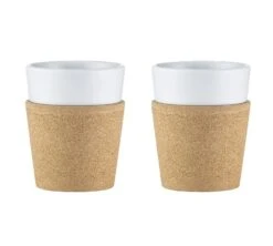 2 Tasses Bistro 30 Cl - Porcelaine Blanche Et Liège - BODUM