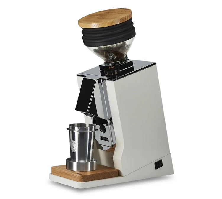 Moulin à Café EUREKA ORO Mignon Single Dose Blanc Et Bois De Chêne Avec Blow Up 1 Moulin à Café EUREKA ORO Mignon Single Dose Blanc Et Bois De Chêne Avec Blow Up