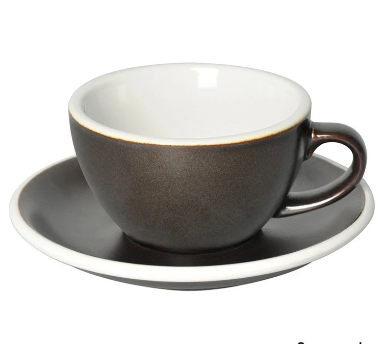 6 Tasses Cappuccino Et Sous-tasses Egg 20 Cl Gunpowder- Loveramics 2 6 Tasses Cappuccino Et Sous-tasses Egg 20 Cl Gunpowder- Loveramics – Image 2