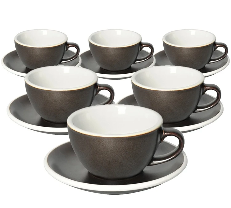 6 Tasses Cappuccino Et Sous-tasses Egg 20 Cl Gunpowder- Loveramics 1 6 Tasses Cappuccino Et Sous-tasses Egg 20 Cl Gunpowder- Loveramics