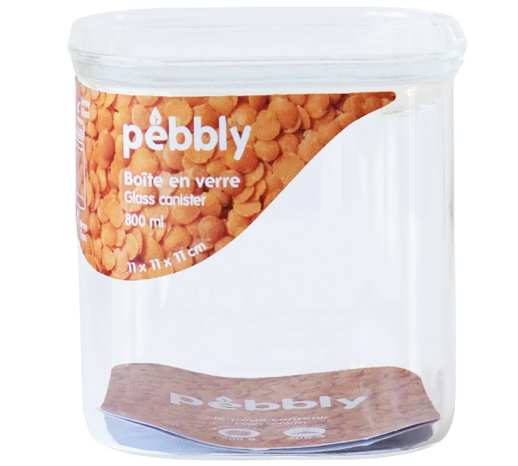 Boîte De Conservation Carrée En Verre 800ml - PEBBLY 1 Boîte De Conservation Carrée En Verre 800ml - PEBBLY