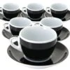 6 Tasses Et Sous-tasses Cappuccino Verona Noire Millecolori - Ancap