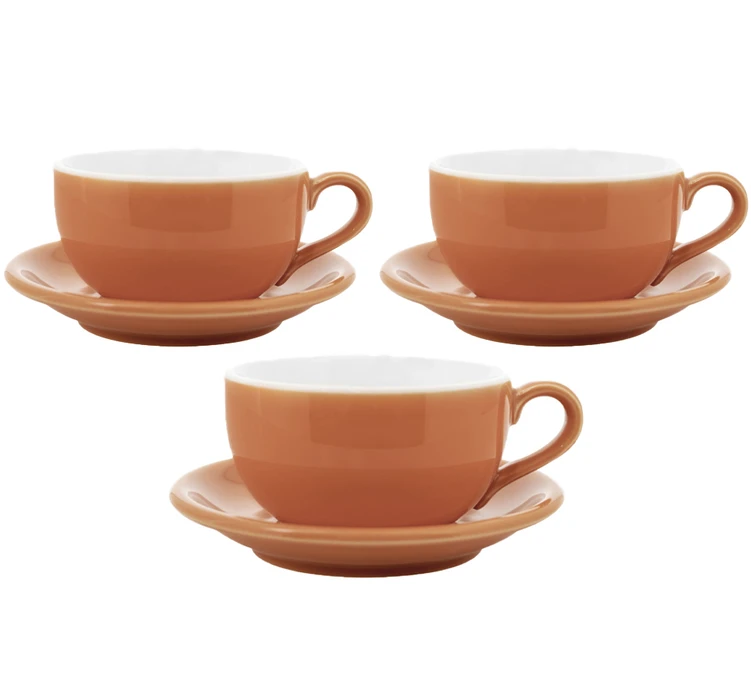 3 Tasses Et Sous Tasses Latte Bowl 25 Cl Orange - ORIGAMI 1 3 Tasses Et Sous Tasses Latte Bowl 25 Cl Orange - ORIGAMI