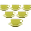 6 Tasses Et Sous Tasses Latte Bowl Origami 19 Cl - Vert