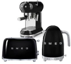 Set Petit-Déjeuner (Toaster - Machine Expresso - Bouilloire) Noir - SMEG