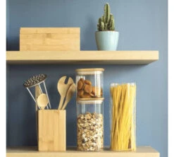 Boîte De Conservation Carrée - En Verre Et Bambou 1.4L - PEBBLY -Café De Qualité pebblboite2