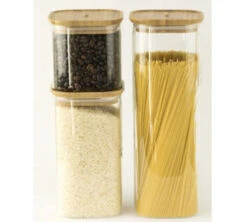 Boîte De Conservation Carrée - En Verre Et Bambou 800ml - PEBBLY -Café De Qualité pebbly boite