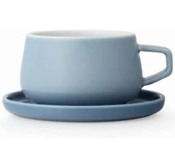 Mug Et Sous Tasse En Porcelaine - Hazy Blue - 30 Cl - Viva Scandinavia