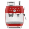 Machine Expresso SMEG EGF03RDEU Rouge Années 50 Avec Moulin Intégré